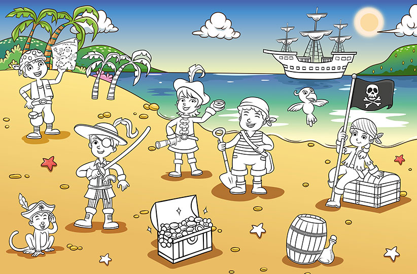 Fotomural Pirate Bay Color it Yourself